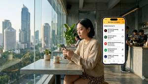 gen-z-indonesia-kelola-langganan-digital-untuk-menabung-tambahan Seorang pemuda Gen Z di Jakarta sedang mengecek tagihan langganan digital di smartphone guna mengatur strategi untuk menabung tambahan uang setiap bulan
