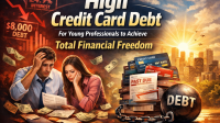 Young professionals struggling with high credit card debt and interest rates while seeking financial freedom.